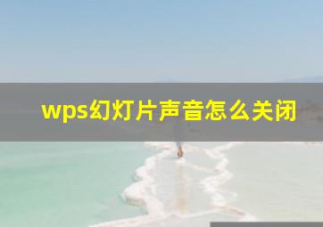 wps幻灯片声音怎么关闭