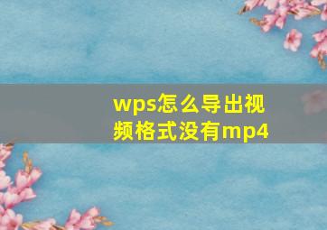 wps怎么导出视频格式没有mp4