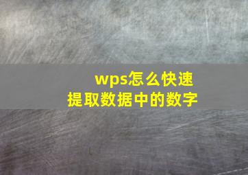 wps怎么快速提取数据中的数字