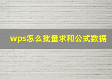 wps怎么批量求和公式数据