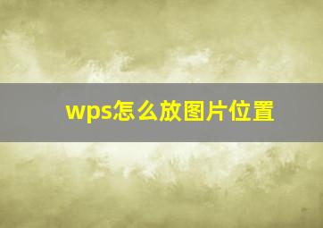 wps怎么放图片位置