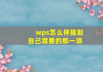 wps怎么样提取自己需要的那一项