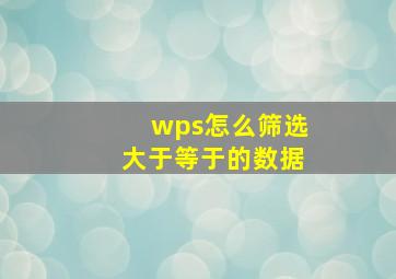 wps怎么筛选大于等于的数据