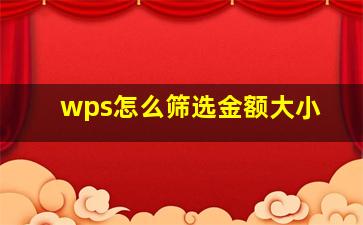 wps怎么筛选金额大小