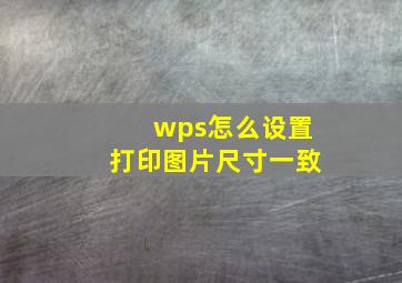 wps怎么设置打印图片尺寸一致