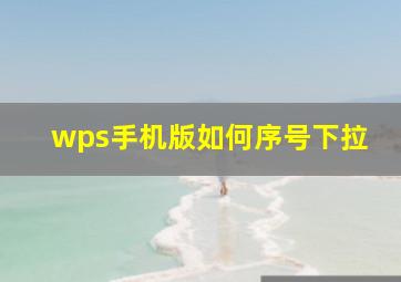 wps手机版如何序号下拉