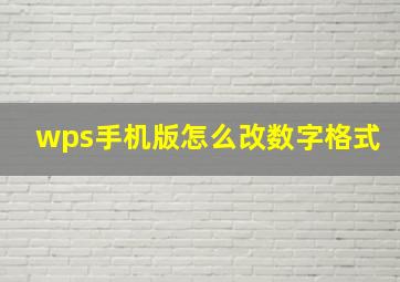 wps手机版怎么改数字格式