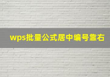 wps批量公式居中编号靠右