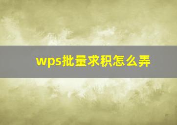 wps批量求积怎么弄