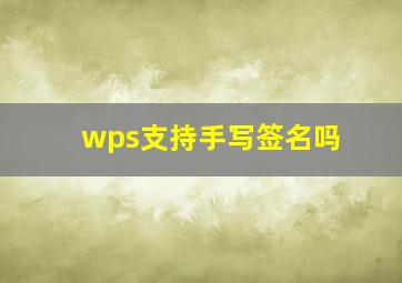 wps支持手写签名吗