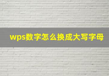 wps数字怎么换成大写字母