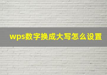 wps数字换成大写怎么设置