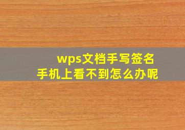 wps文档手写签名手机上看不到怎么办呢