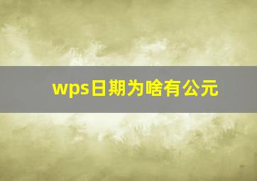 wps日期为啥有公元