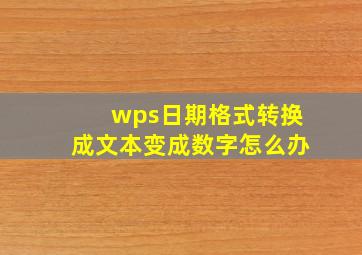 wps日期格式转换成文本变成数字怎么办