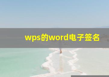 wps的word电子签名