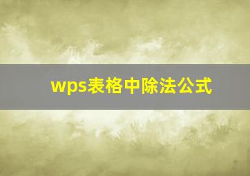 wps表格中除法公式