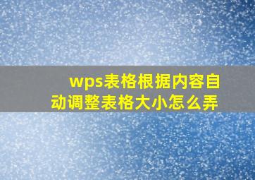 wps表格根据内容自动调整表格大小怎么弄