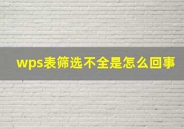 wps表筛选不全是怎么回事