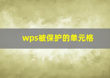 wps被保护的单元格