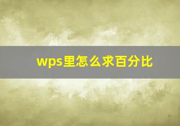 wps里怎么求百分比