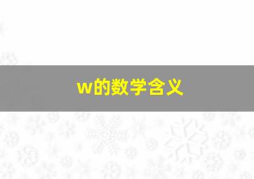 w的数学含义