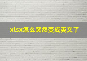 xlsx怎么突然变成英文了