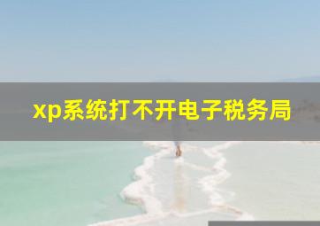 xp系统打不开电子税务局