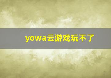 yowa云游戏玩不了