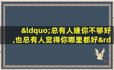 “总有人嫌你不够好,也总有人觉得你哪里都好”