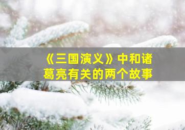 《三国演义》中和诸葛亮有关的两个故事