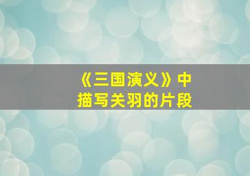 《三国演义》中描写关羽的片段