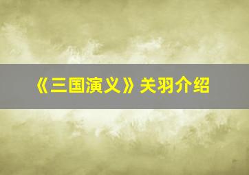 《三国演义》关羽介绍