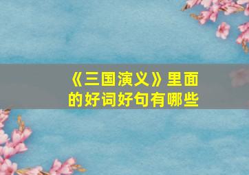 《三国演义》里面的好词好句有哪些