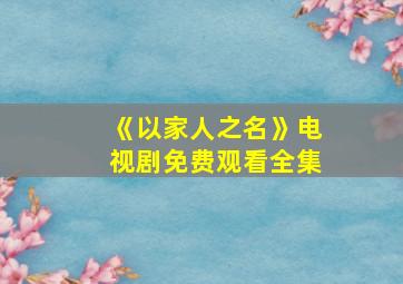 《以家人之名》电视剧免费观看全集