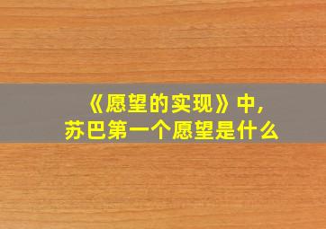 《愿望的实现》中,苏巴第一个愿望是什么