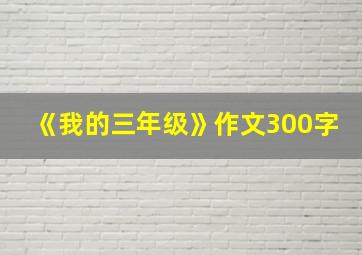 《我的三年级》作文300字