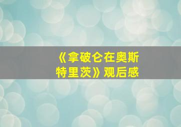 《拿破仑在奥斯特里茨》观后感