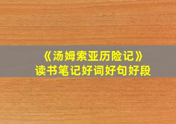 《汤姆索亚历险记》读书笔记好词好句好段