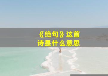 《绝句》这首诗是什么意思