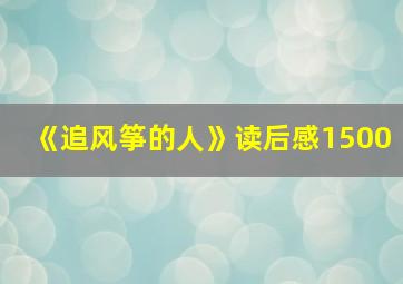 《追风筝的人》读后感1500