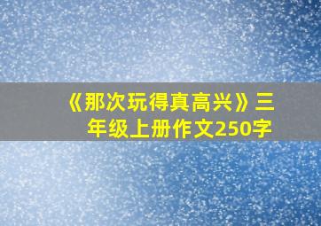 《那次玩得真高兴》三年级上册作文250字