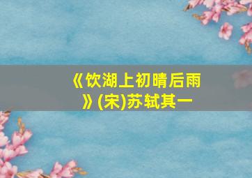 《饮湖上初晴后雨》(宋)苏轼其一