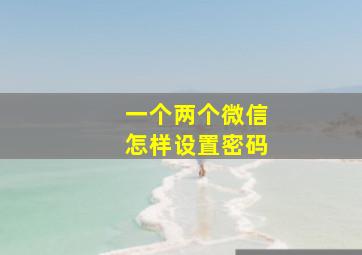 一个两个微信怎样设置密码