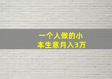 一个人做的小本生意月入3万