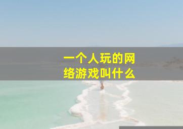 一个人玩的网络游戏叫什么