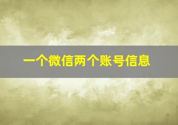 一个微信两个账号信息