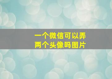 一个微信可以弄两个头像吗图片