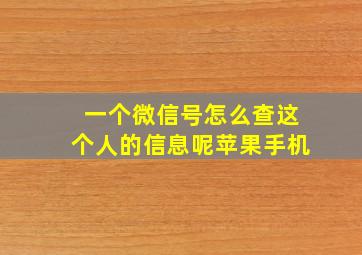 一个微信号怎么查这个人的信息呢苹果手机