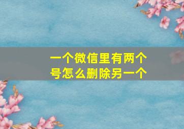 一个微信里有两个号怎么删除另一个